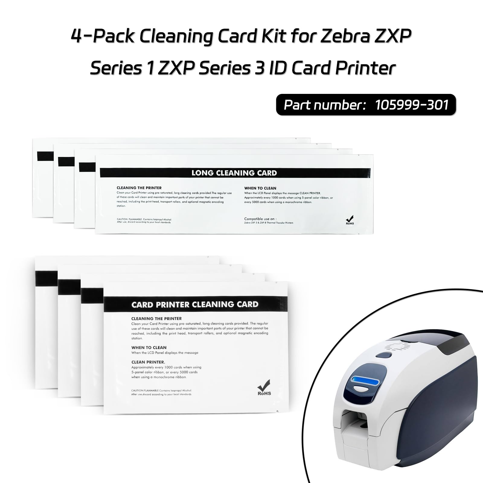 Kit de cartão de limpeza ZXP1 ZXP3 para impressora de cartões de